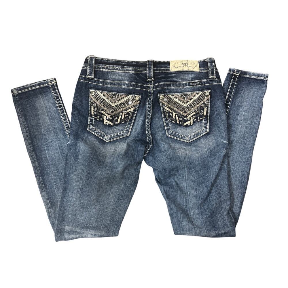 Miss Me Mid Rise Skinny white tab jeans 27